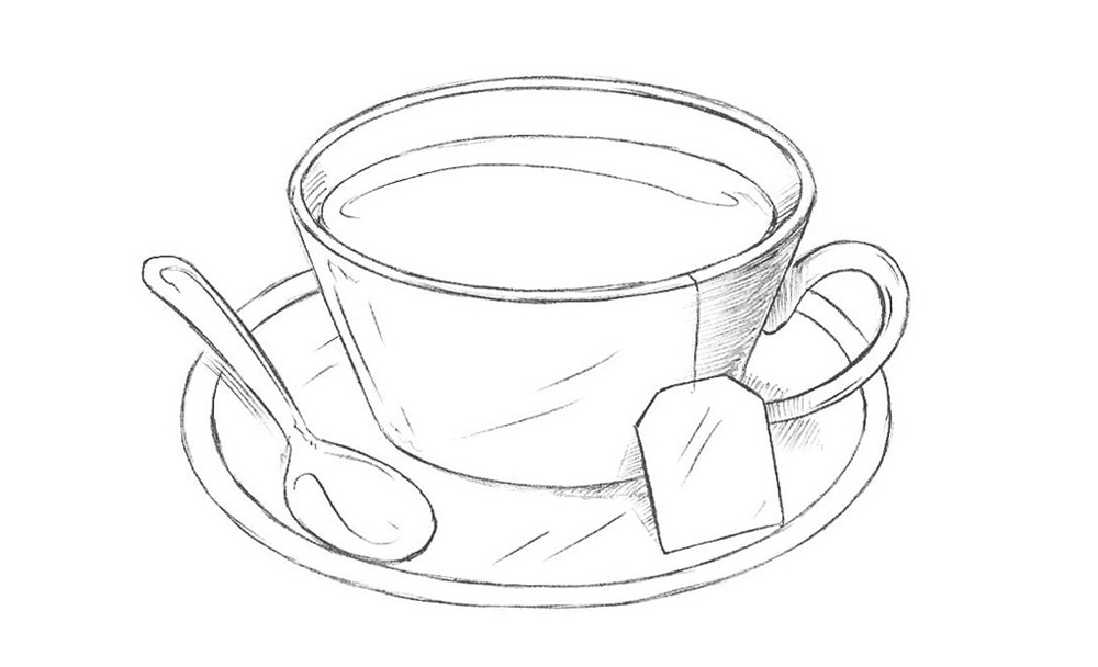 Урок-схема рисования карандашом - чашка с блюдцем