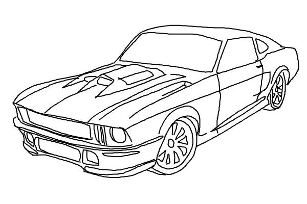 как нарисовать 1970 ford mustang