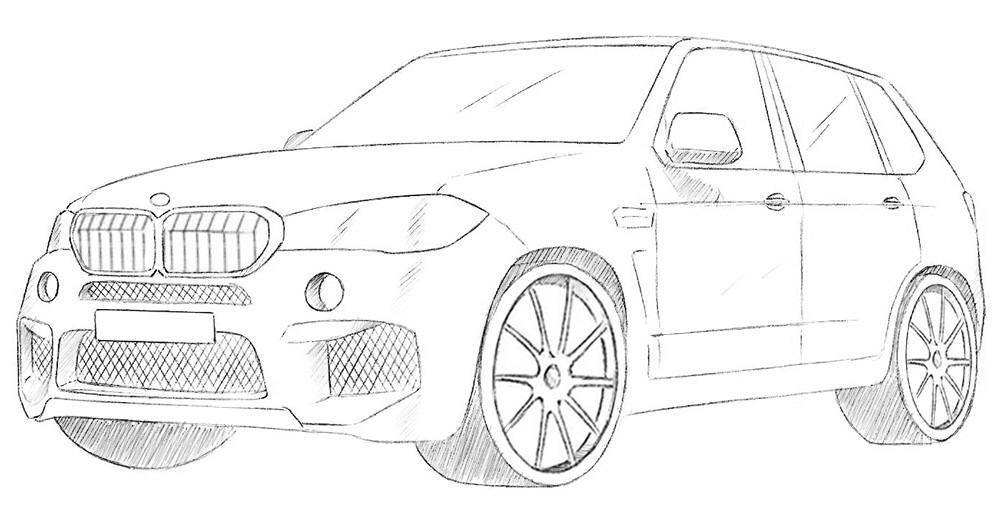 Как нарисовать BMW X5 Пошаговые уроки рисования. kakrisovat.top. 