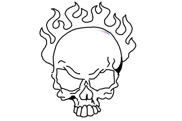 Как нарисовать череп в огне Пошаговые уроки рисования. 