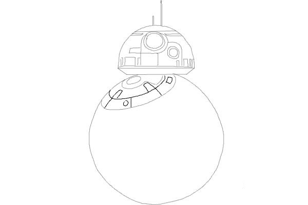 Как нарисовать BB-8. Эскиз робота. Рисуем робота пошагово. Как нарисовать ББ 8. Этап 7 13