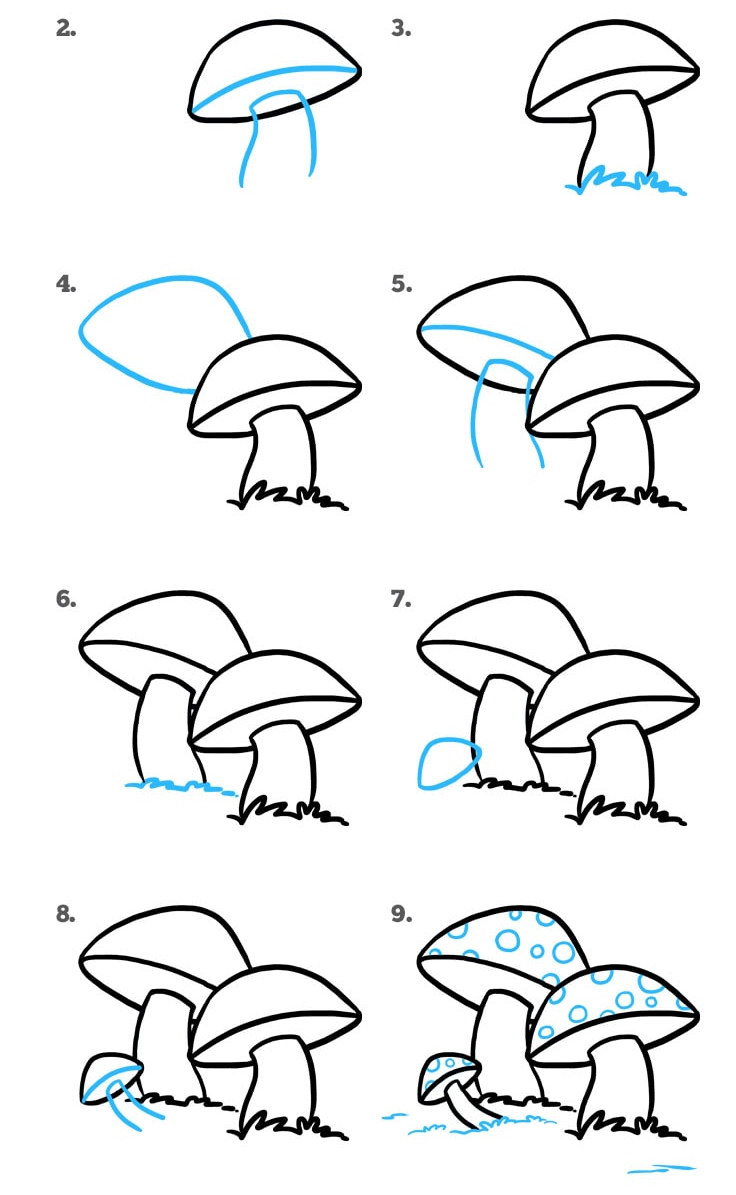 Как рисовать грибы